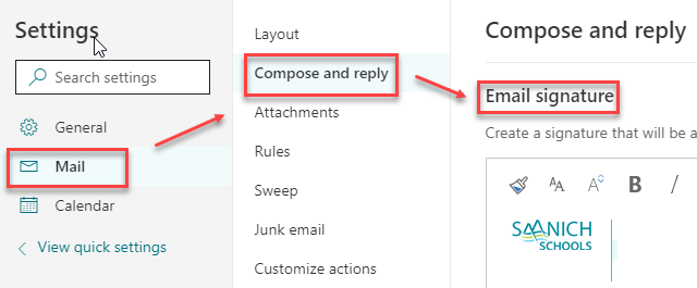 outlook signature on phone for reply message